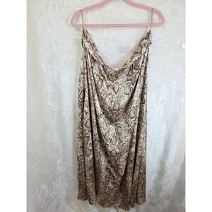 Canvas‎ Apparel The Shiloh Skirt 1X Brown Tan Snakeskin Animal Print Midi NWT